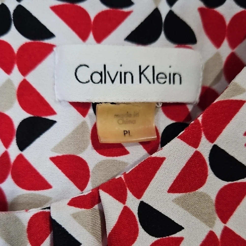 Calvin Klein Red and Black Patterned Blouse - Picture 3 of 5